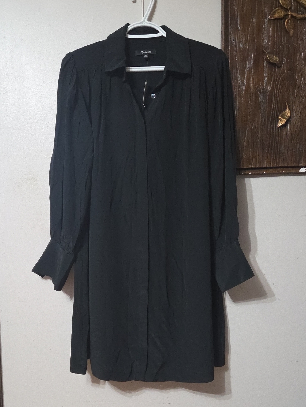 Madewell Black Long Sleeve Shirt Dress XXS NWT 💣